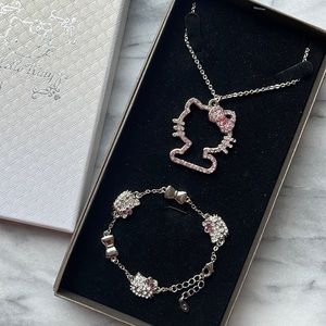 Sanrio Hello Kitty Crystal Necklace and Bracelet Set